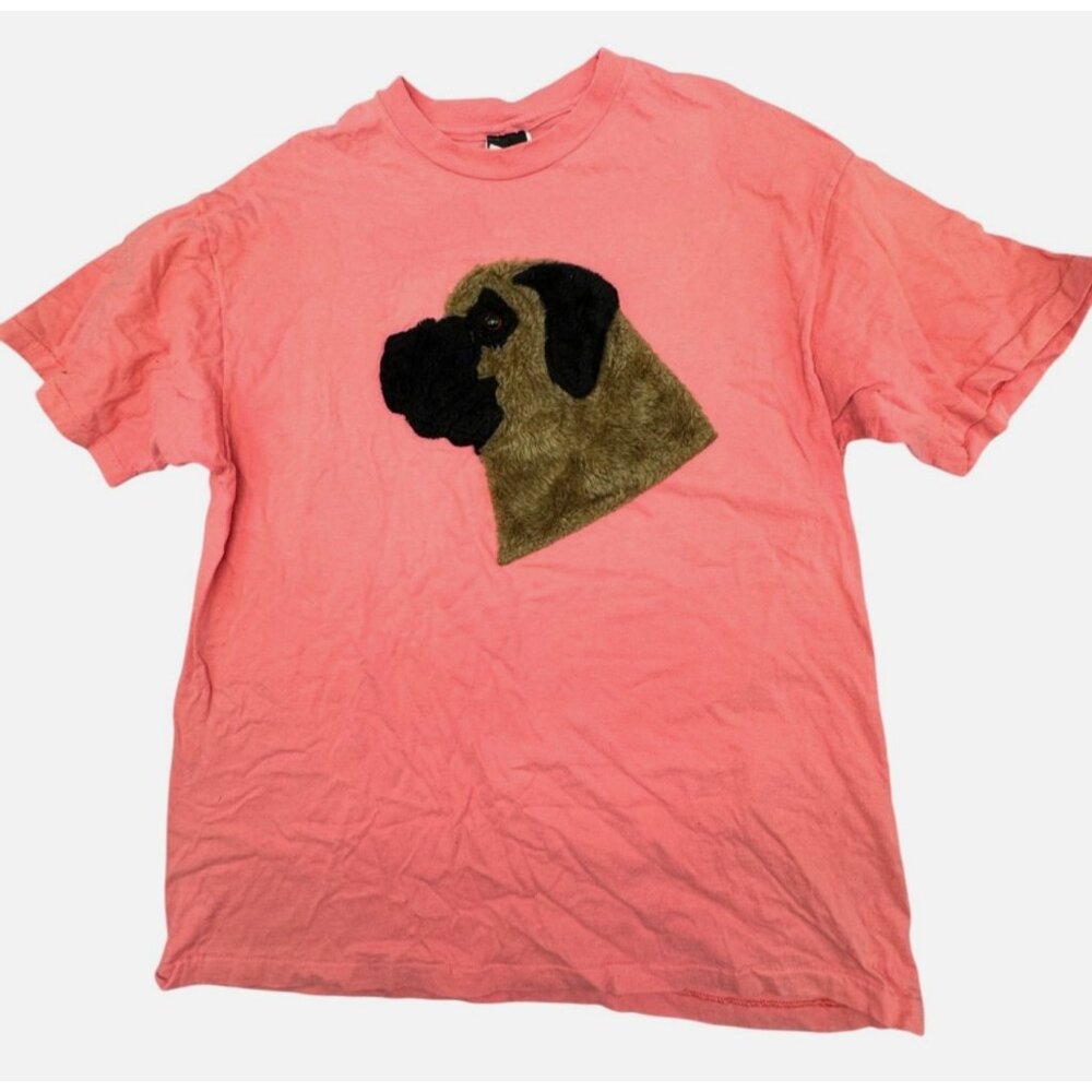 Vintage heart tuggers Hanes beefy Pink short sleeve T-Shirt With Fuzzy Dog Graph